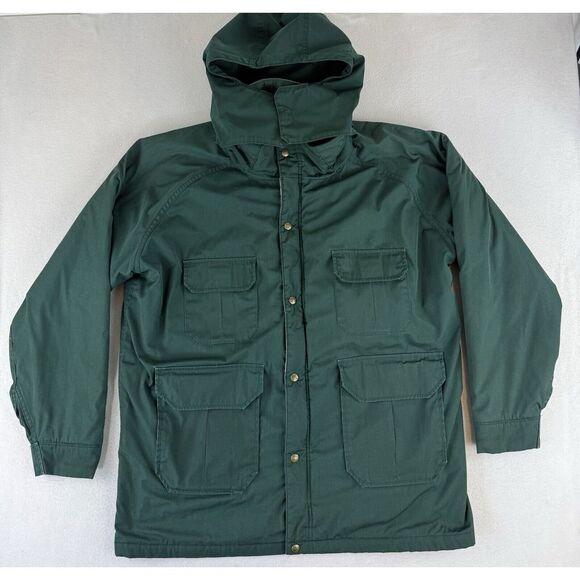 Woolrich Vintage Men's Green‎ Nylon Hooded Full Zip Jacket Size XL Made In USA - Picture 1 of 14